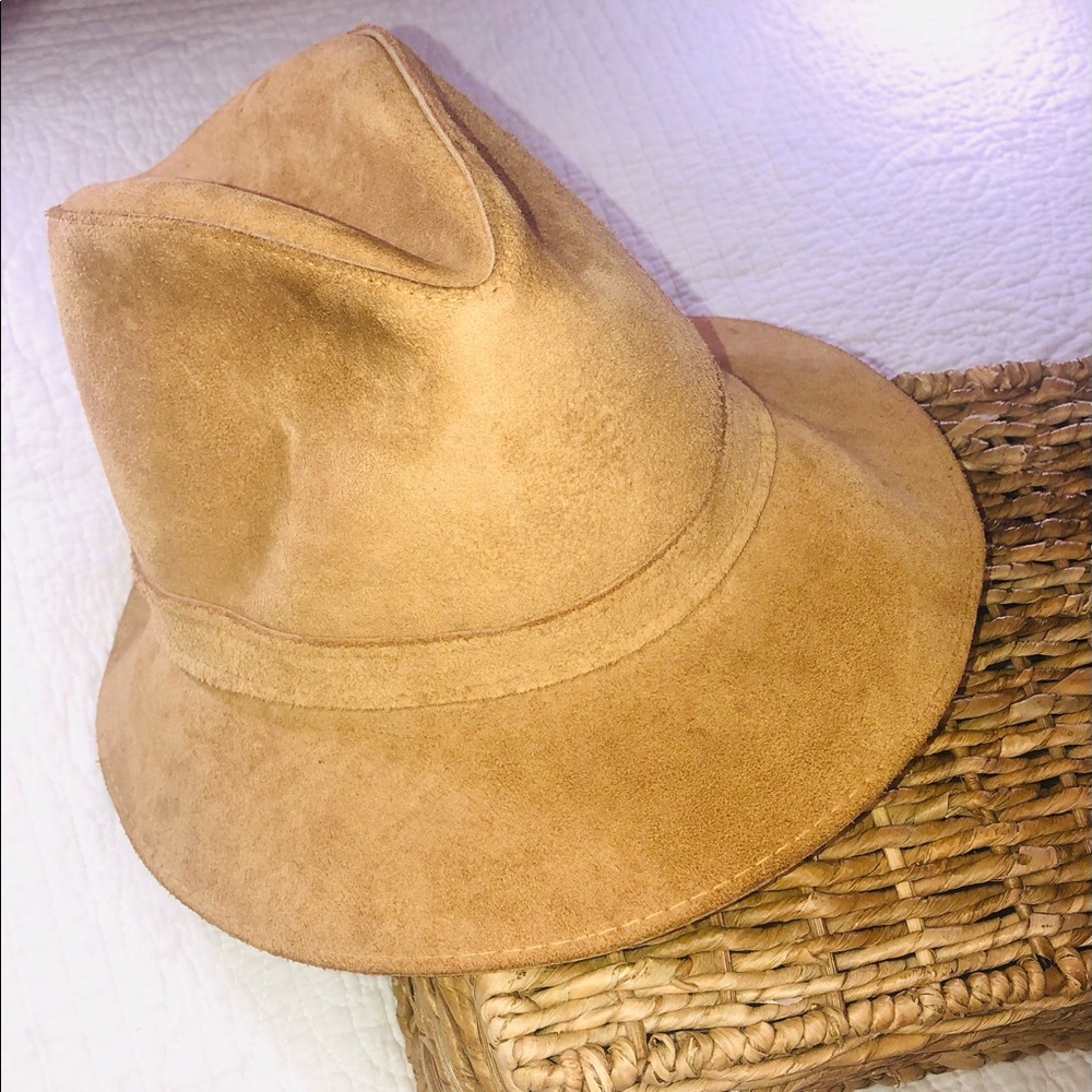 VINTAGE HENSCHEL SKULLYS Tan Leather boho Fedora